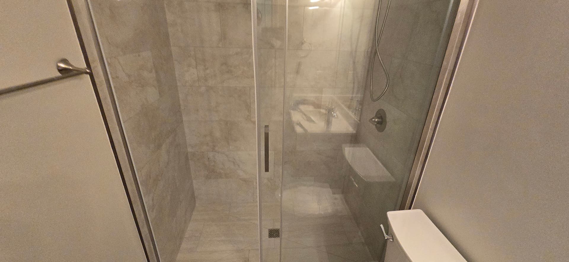 Gallery photos for Bathroom Renovation with Porcelain Tile and Euro Glide Doors: Image #1