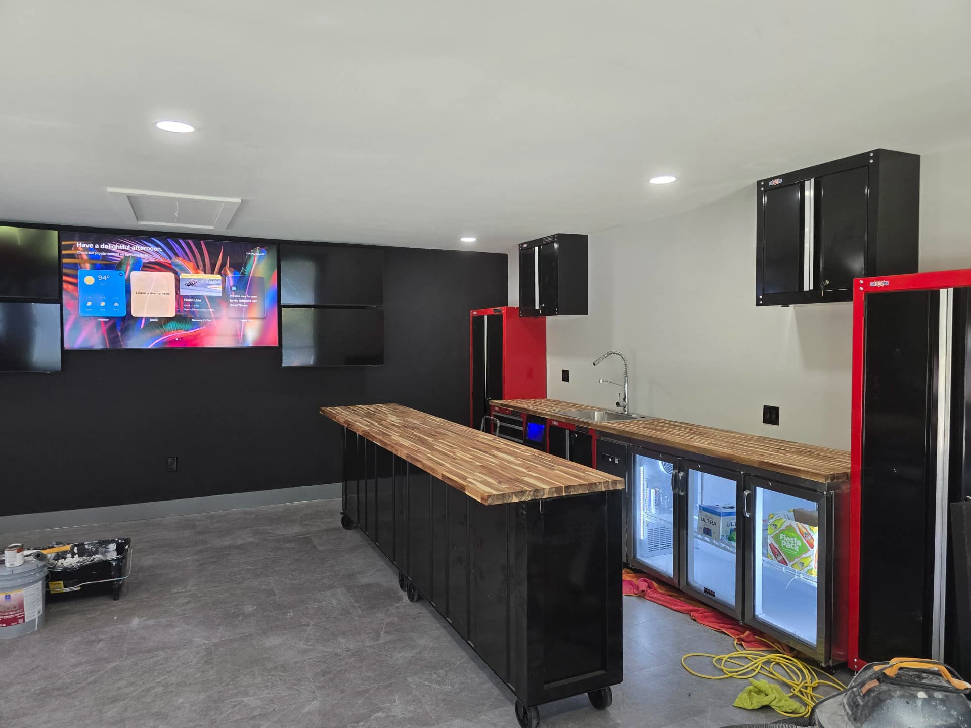 Garage Man Cave Build with Custom Bar and Entertainment Setup image