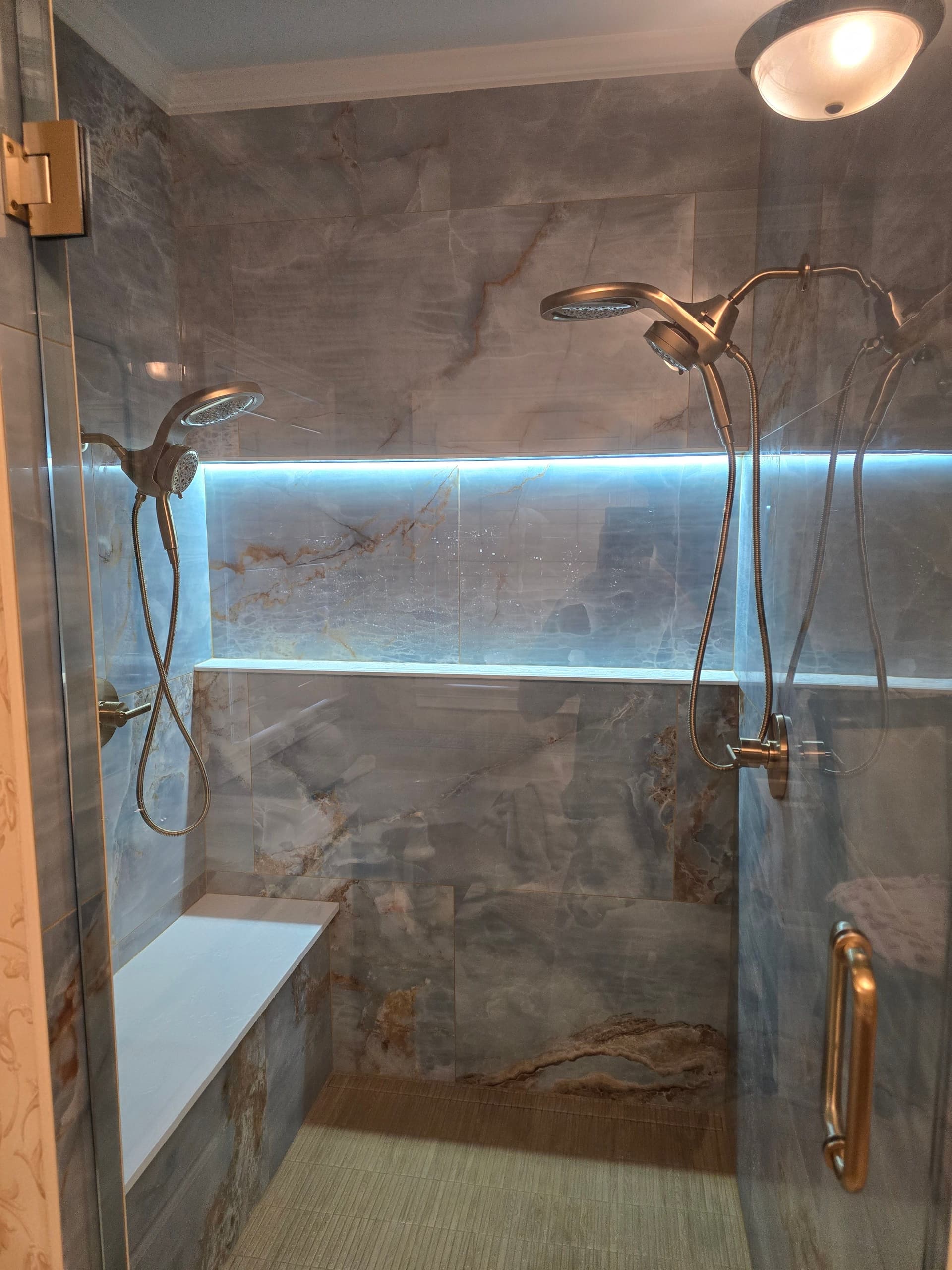Gallery photos for Custom Shower Build with Dual Heads and LED Niche Lighting: Image #1